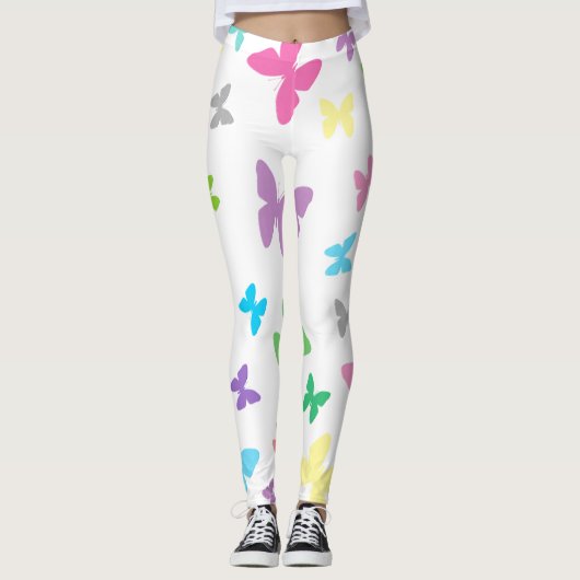Kleurrijke vlinderkunst leggings (Voorkant)