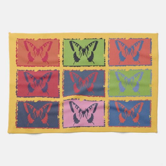 kleurrijke vlinderkunst theedoek (Horizontaal)