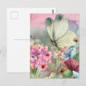 Kleurrijke vlinderkusjes tussen wilde bloemen briefkaart (Voorkant / Achterkant)
