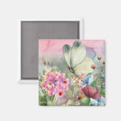 Kleurrijke vlinderkusjes tussen wilde bloemen magneet (Voorkant / Achterkant)