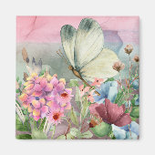 Kleurrijke vlinderkusjes tussen wilde bloemen magneet (Voorkant)