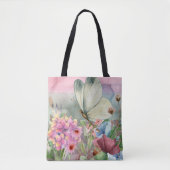 Kleurrijke vlinderkusjes tussen wilde bloemen tote bag (Voorkant)