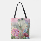 Kleurrijke vlinderkusjes tussen wilde bloemen tote bag (Achterkant)