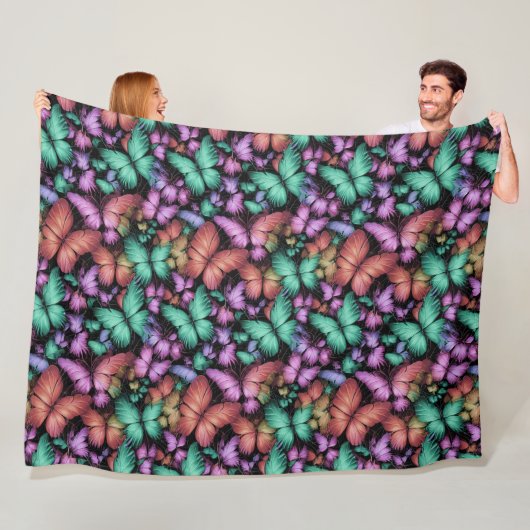 Kleurrijke Vlinderprint Fleece Deken (In situ)