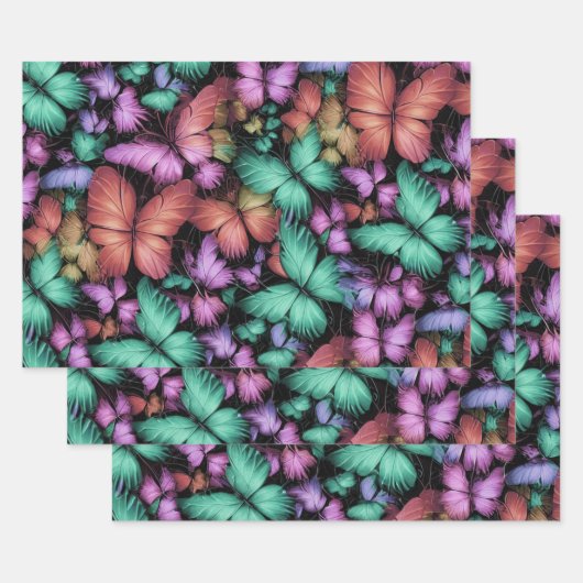 Kleurrijke Vlinderprint Inpakpapier Vel (Set)