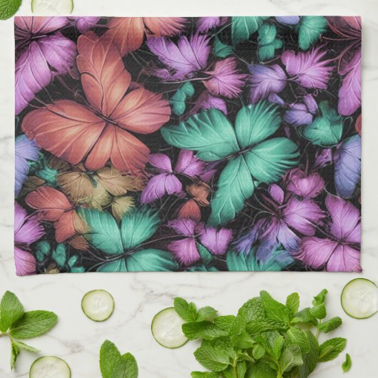 Kleurrijke Vlinderprint Theedoek (Gevouwen)