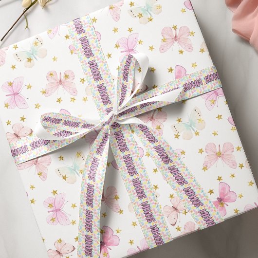 Kleurrijke vlinders AOP Satijnen Lint