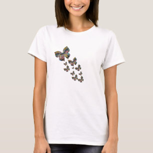 Kleurrijke vlinders   Artistieke Boho Flying T-shi T-shirt