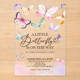 Kleurrijke vlinders Baby shower Acryl Uitnodigingen
