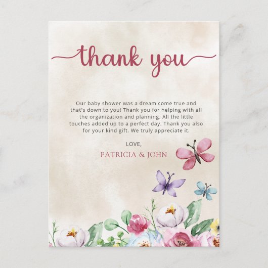 Kleurrijke Vlinders Baby shower Dank u Briefkaart (Voorkant)