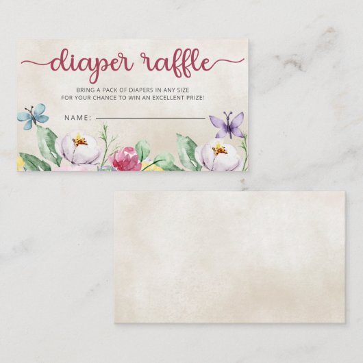 Kleurrijke Vlinders Baby shower Luier Raffle Informatiekaartje (Voorkant / Achterkant)