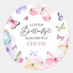 Kleurrijke vlinders Baby shower Ronde Sticker