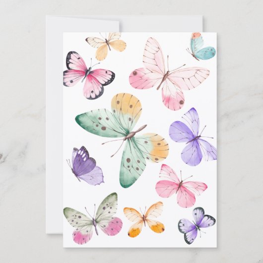 Kleurrijke Vlinders Baby shower Uitnodiging (Achterkant)