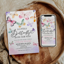 Kleurrijke Vlinders Baby shower Uitnodiging