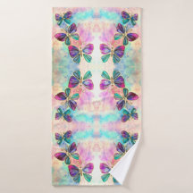 Kleurrijke vlinders badhanddoek