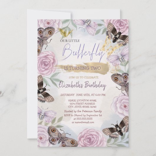 Kleurrijke vlinders bloemen verjaardag kaart (Voorkant)