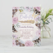 Kleurrijke vlinders bloemen verjaardag kaart (Staand voorkant)