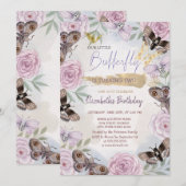 Kleurrijke vlinders bloemen verjaardag kaart (Voorkant / Achterkant)