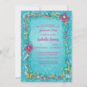 Kleurrijke vlinders bloementurquoise magenta chic kaart (Achterkant)