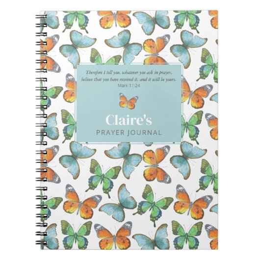 Kleurrijke vlinders Custom Prayer Journal Notitieboek (Voorkant)