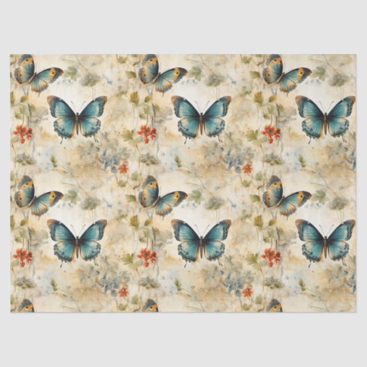 Kleurrijke Vlinders en Bloemen (11) Tissuepapier (Voorkant)