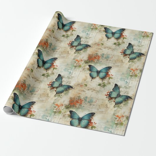 Kleurrijke  Vlinders en Bloemen (12) Cadeaupapier (Uitgerold)