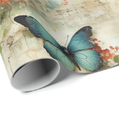 Kleurrijke  Vlinders en Bloemen (12) Cadeaupapier (Rol Hoek)