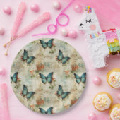 Kleurrijke  Vlinders en Bloemen (12) Papieren Bordje (Feest)