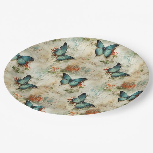 Kleurrijke  Vlinders en Bloemen (12) Papieren Bordje (Gekanteld)