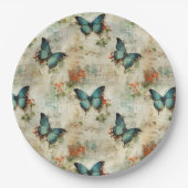 Kleurrijke  Vlinders en Bloemen (12) Papieren Bordje (Voorkant)