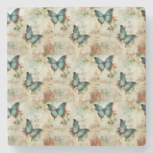Kleurrijke  Vlinders en Bloemen (12) Stenen Onderzetter