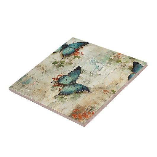 Kleurrijke  Vlinders en Bloemen (12) Tegeltje (Zijkant)