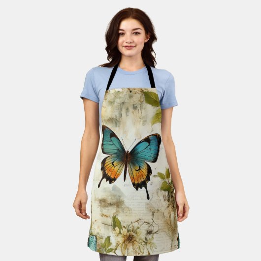 Kleurrijke Vlinders en Bloemen (1) Schort (Gedragen)