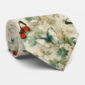 Kleurrijke  Vlinders en Bloemen (2) Stropdas (Opgerold)