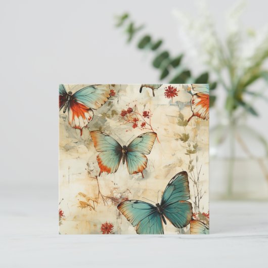 Kleurrijke  Vlinders en Bloemen (3) (Staand voorkant)
