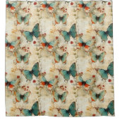 Kleurrijke  Vlinders en Bloemen (3) Douchegordijn (Voorkant)