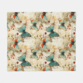 Kleurrijke  Vlinders en Bloemen (3) Fleece Deken (Voorkant (Horizontaal))