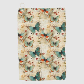 Kleurrijke  Vlinders en Bloemen (3) Golfhanddoek