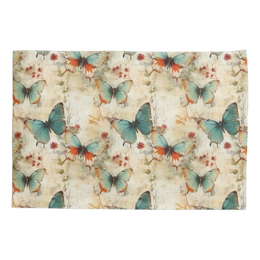 Kleurrijke  Vlinders en Bloemen (3) Kussensloop (Achterkant-Links)