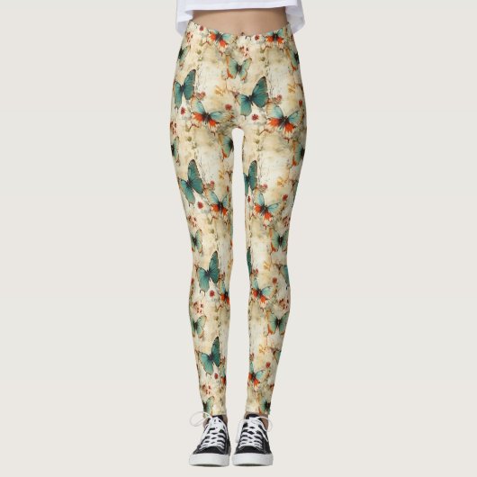Kleurrijke  Vlinders en Bloemen (3) Leggings (Voorkant)