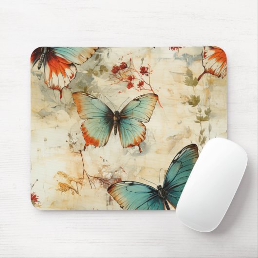 Kleurrijke  Vlinders en Bloemen (3) Muismat (Met muis)