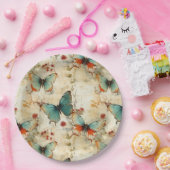 Kleurrijke  Vlinders en Bloemen (3) Papieren Bordje (Feest)