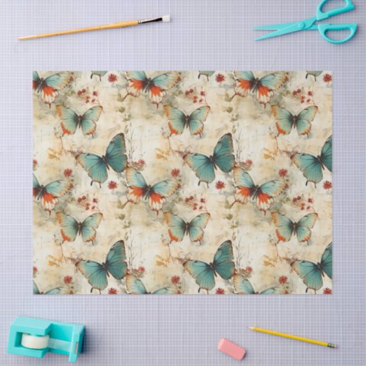 Kleurrijke  Vlinders en Bloemen (3) Tissuepapier (Craft)