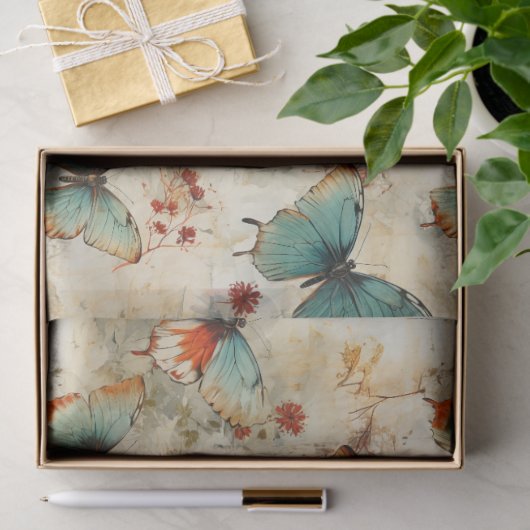 Kleurrijke Vlinders en Bloemen (3) Tissuepapier (Geschenk)