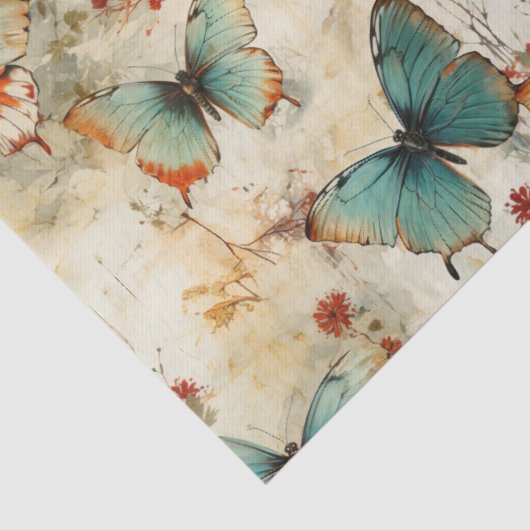 Kleurrijke  Vlinders en Bloemen (3) Tissuepapier (Detail)