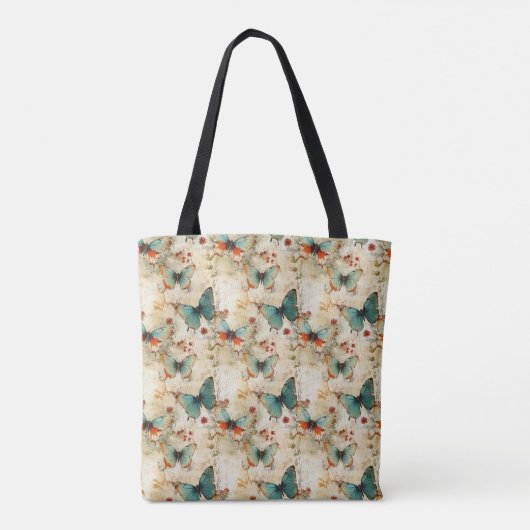 Kleurrijke Vlinders en Bloemen (3) Tote Bag (Achterkant)
