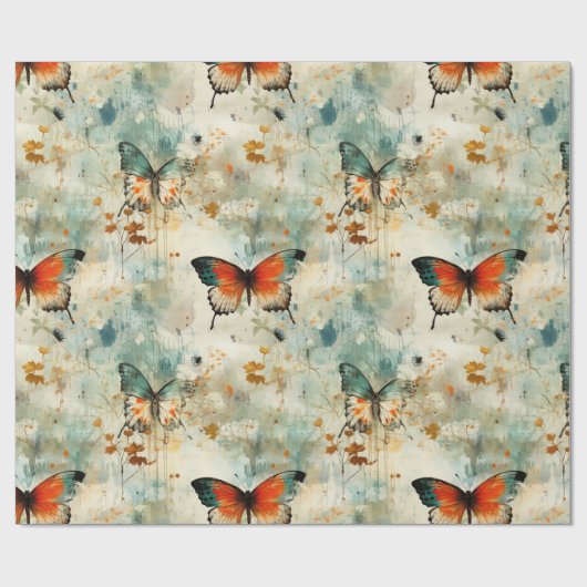 Kleurrijke Vlinders en Bloemen (4) Cadeaupapier (Vlak)