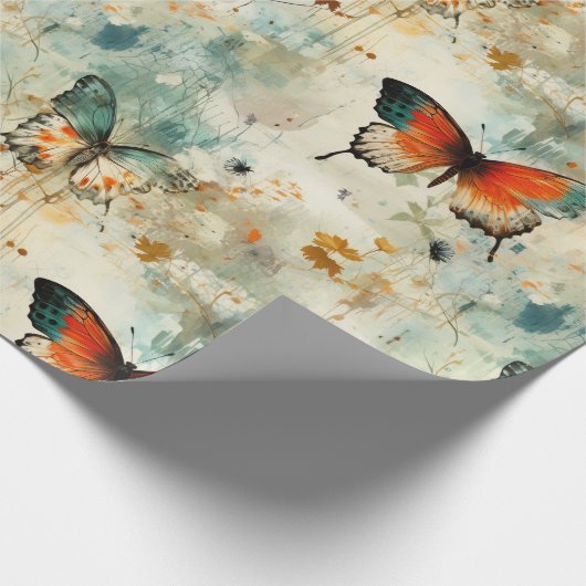 Kleurrijke Vlinders en Bloemen (4) Cadeaupapier (Hoek)