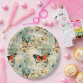 Kleurrijke  Vlinders en Bloemen (4) Papieren Bordje (Feest)