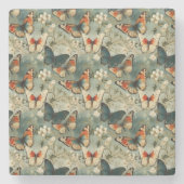 Kleurrijke  Vlinders en Bloemen (5) Stenen Onderzetter (Voorkant)